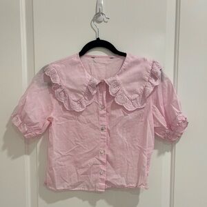 Zara Babydoll Pink Blouse/Top button up
